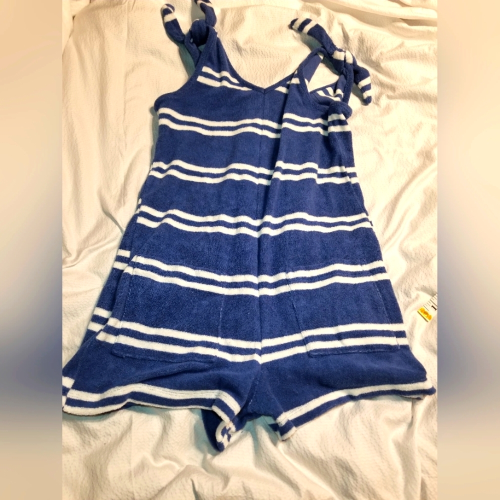 NWT GIRLS 7/8 COVER UP TERRY ROMPER  BEACH POOL SWIM POCKETS